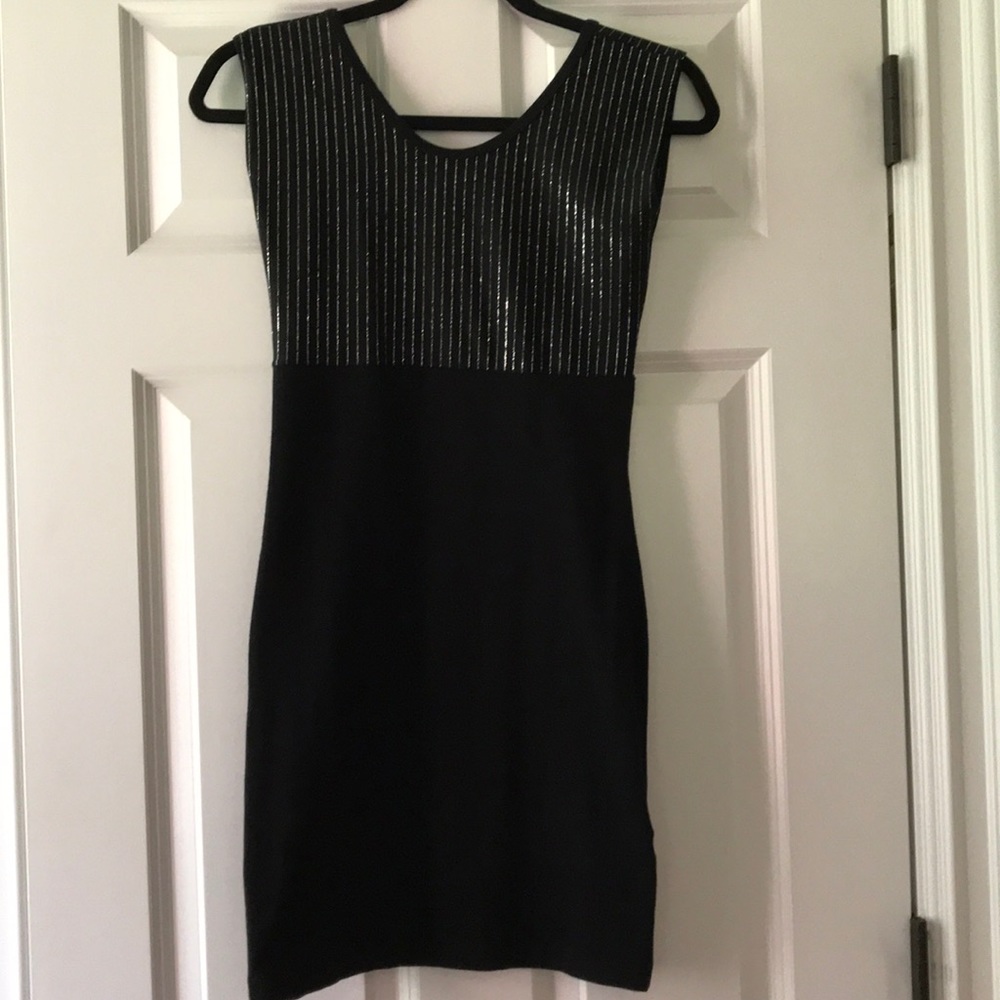 Black tight dress with Silver accent